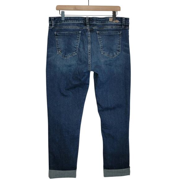 Kut from the Kloth Katy Boyfriend Jeans High Rise Blue Stretch Ankle Cuffed 12 - Picture 7 of 14
